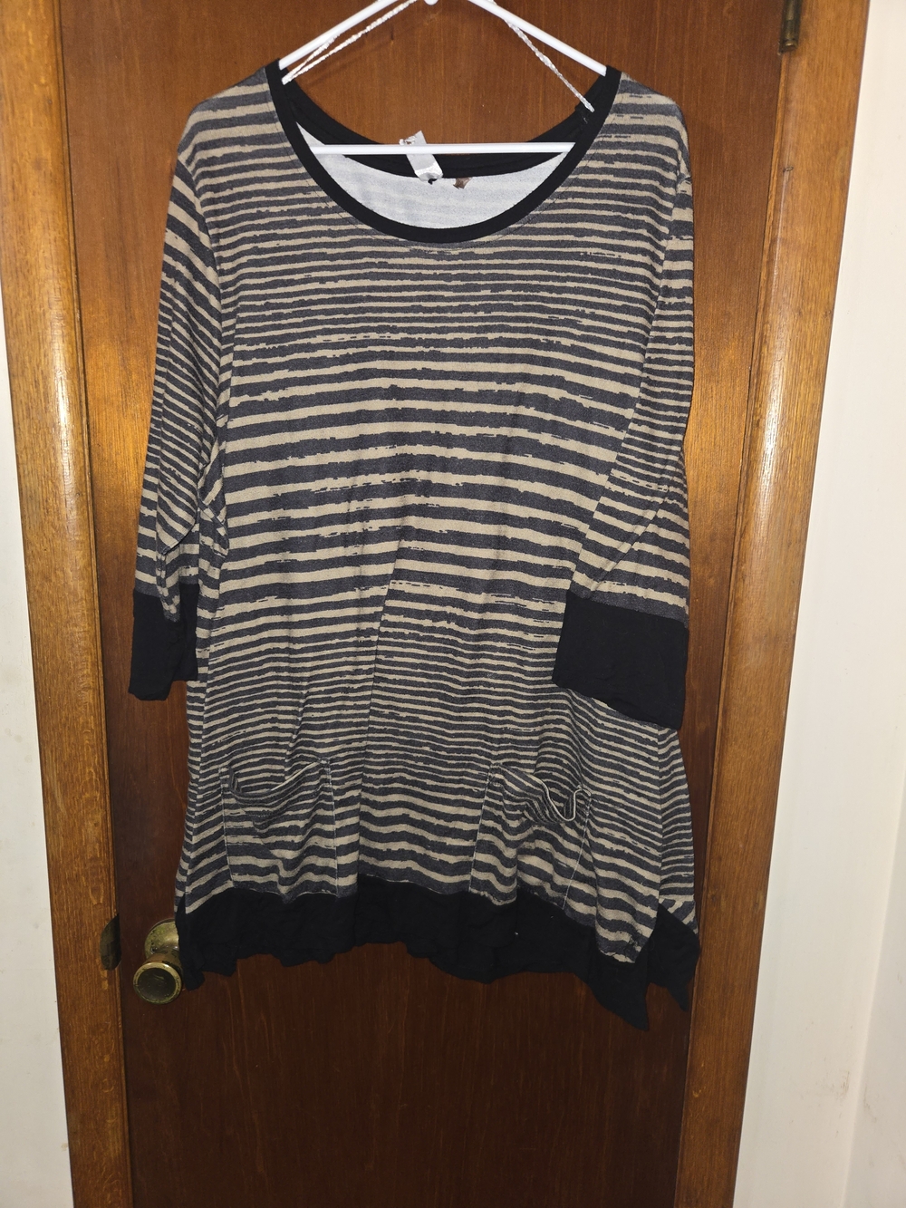 Striped Pocket Tunic with Contrast Trim